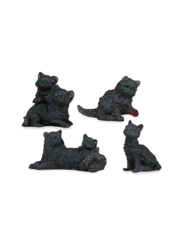 Lava stone cats with colorful decorations