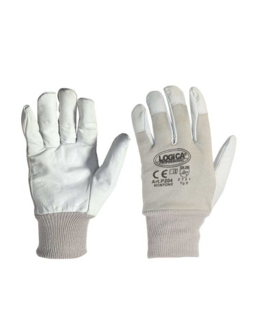 Gants en cuir d’enfant, dos avec poignet tricoté