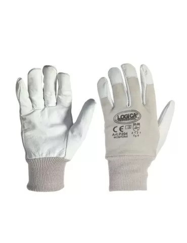 Kid leather gloves, back with knitted cuff