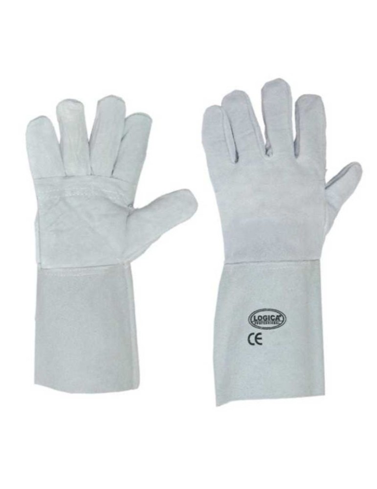Split leather gloves, reinforced palm with 15 cm sleeve. Packs of 10 pairs Split leather gloves, reinforced palm with 15 cm sleeve. Packs of 10 pairs