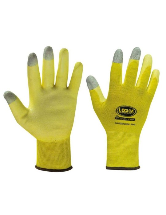 Guantes de nailon recubiertos de poliuretano con dedos táctiles