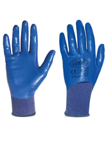 Nylon thread gloves, processing and fineness 18 needles totally nitrile coated