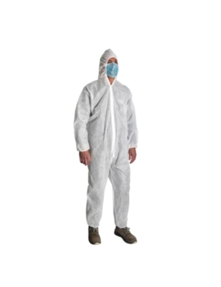 White disposable non-woven coveralls 40 gr. hooded White disposable non-woven coveralls 40 gr. hooded