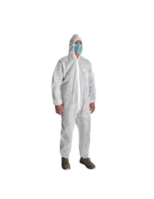 White disposable non-woven coveralls 40 gr. hooded White disposable non-woven coveralls 40 gr. hooded