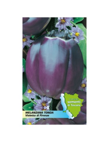 Round violet aubergine seed sachet from Florence