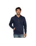 Felpa polycotone zip lunga blu/grigio