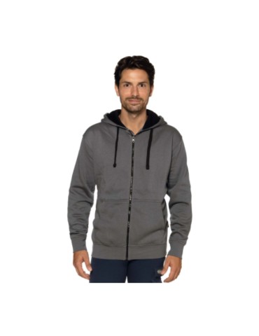 Felpa polycotone zip lunga grigia/nera