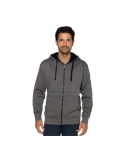 Felpa polycotone zip lunga grigia/nera