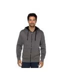Felpa polycotone zip lunga grigia/nera