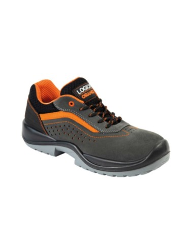 Perforated grey suede low shoe S1P