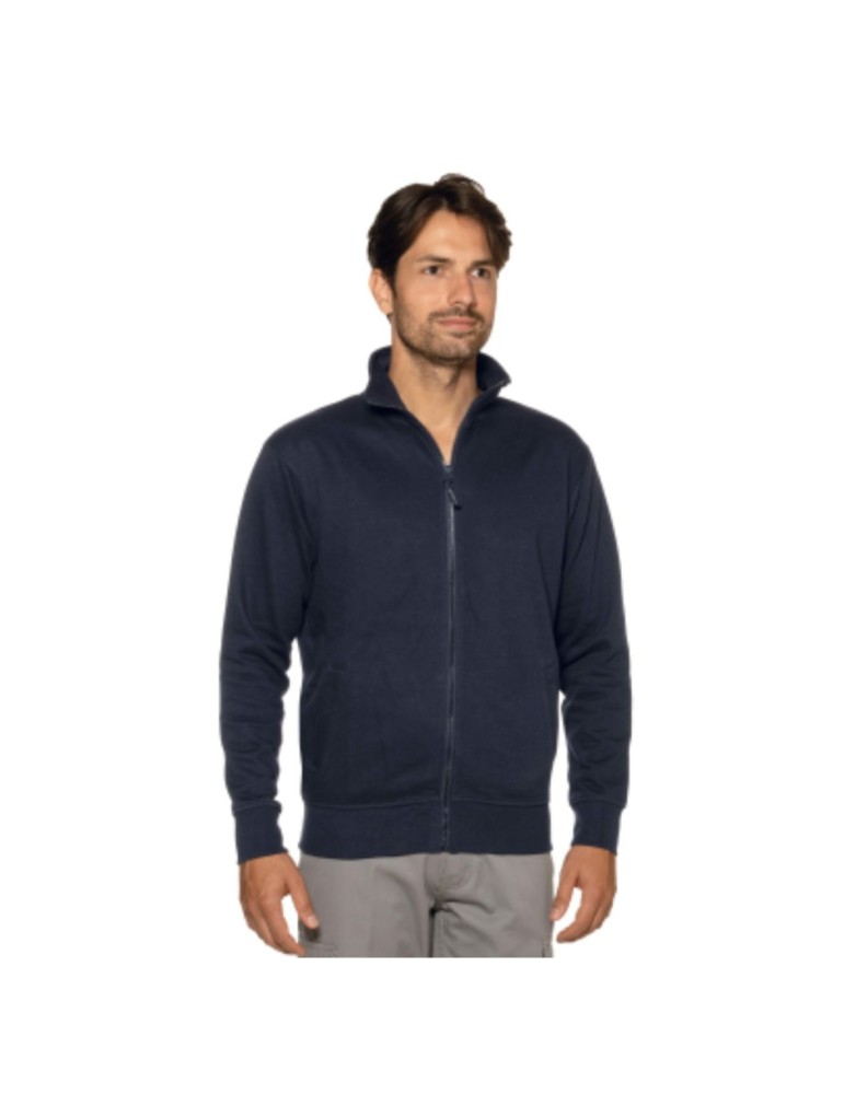 Felpa blu poly/cotone zip lunga