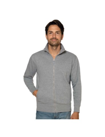 Felpa grigia poly/cotone zip lunga