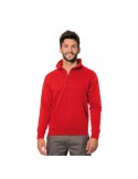 Sudadera roja/algodón con cremallera corta