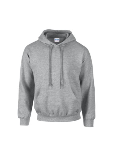 Grey hooded sweatshirt with kangaroo pocket