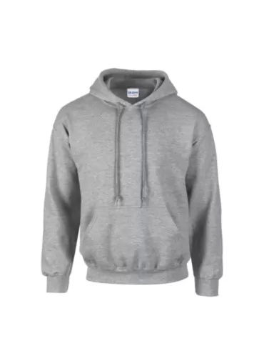 Grey hooded sweatshirt with kangaroo pocket