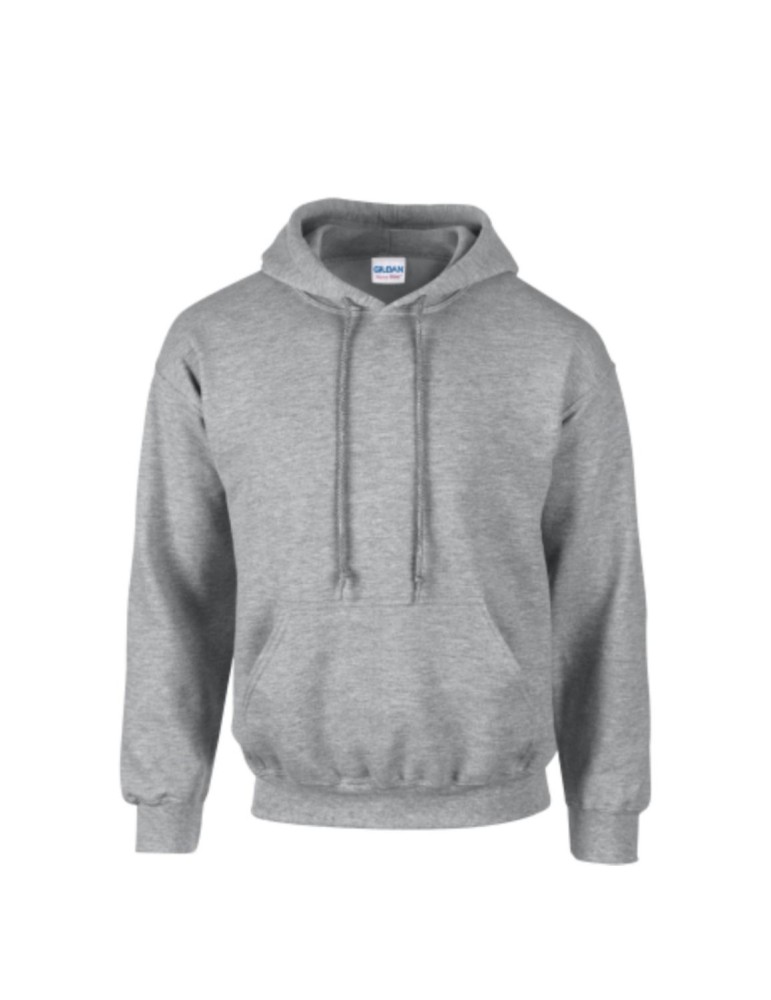 Sudadera gris con capucha y bolsillo tipo canguro