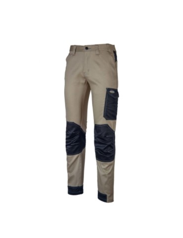 Beige/black reinforced polycotton stretch trousers