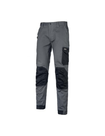 Pantaloni polycotone stretch grigio/nero rinforzato