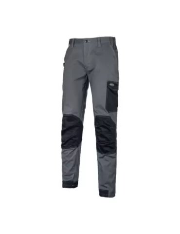 Pantaloni polycotone stretch grigio/nero rinforzato