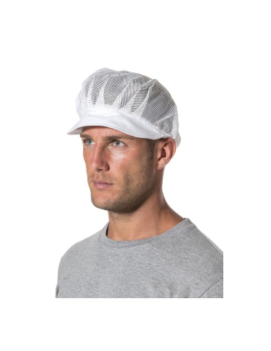 100% white cotton cap with brim