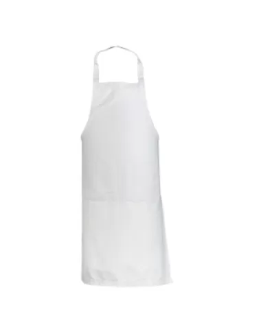 Grembiule bianco lungo classico con due tasche