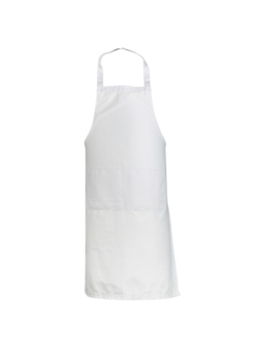 Classic long white apron with two pockets Classic long white apron with two pockets