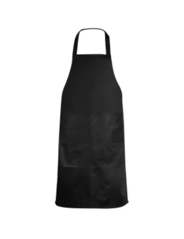 Grembiule nero lungo classico con due tasche