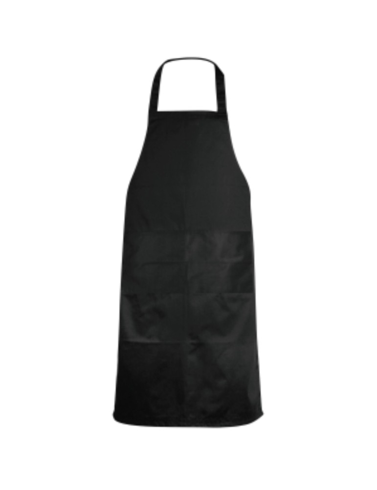 Grembiule nero lungo classico con due tasche Grembiule nero lungo classico con due tasche