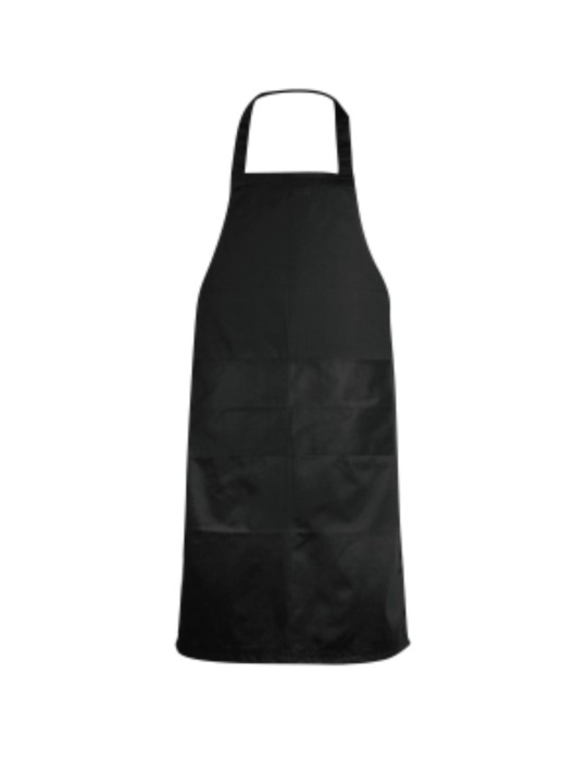 Grembiule nero lungo classico con due tasche Grembiule nero lungo classico con due tasche