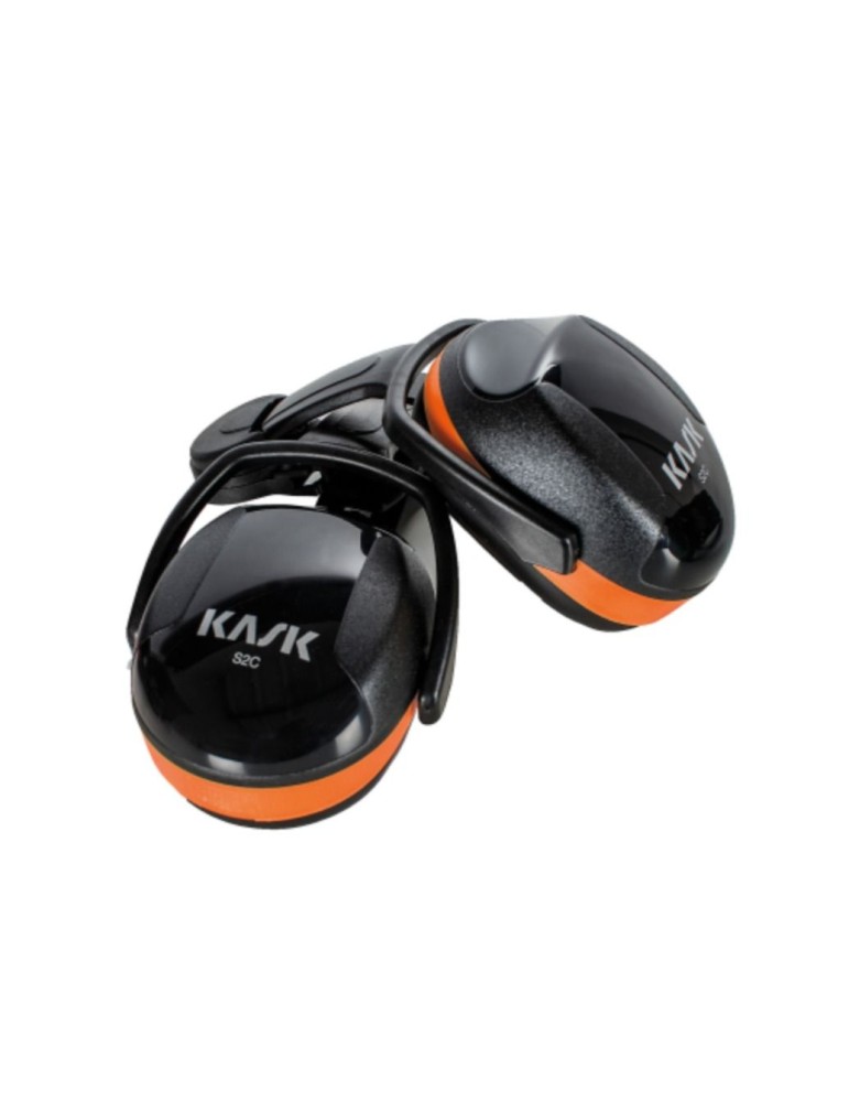 Protections auriculaires orange pour casque de sécurité