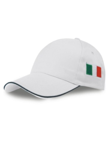 Cappello con tesa e bandierina a lato bianco