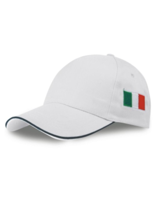 Hat with brim and white side flag Hat with brim and white side flag