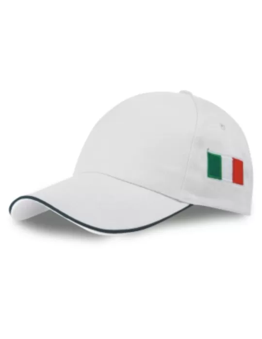Hat with brim and white side flag Hat with brim and white side flag