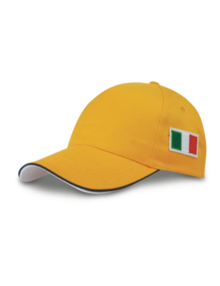 Cappello con tesa e bandierina a lato giallo Cappello con tesa e bandierina a lato giallo