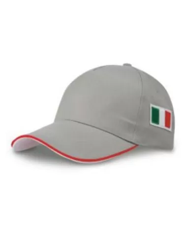 Cappello con tesa e bandierina a lato grigio