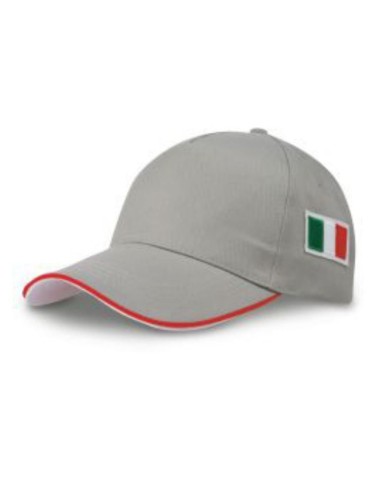 Hat with brim and gray side flag