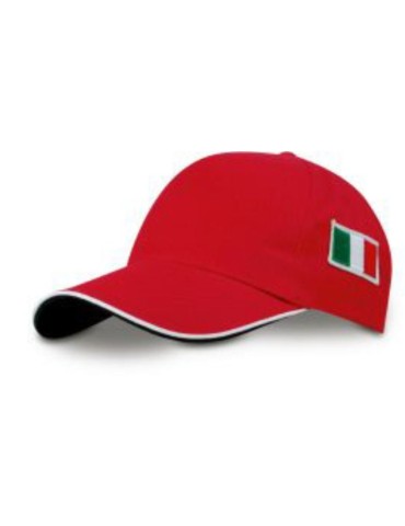 Cappello con tesa e bandierina a lato rosso
