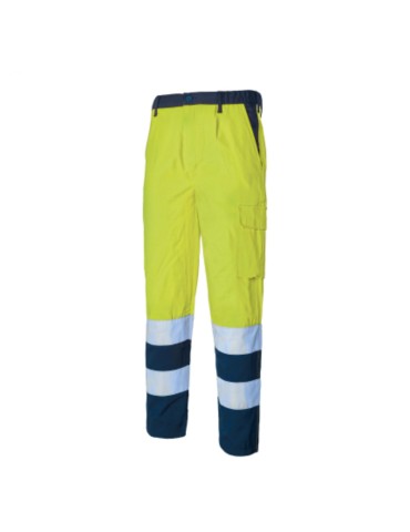 Pantaloni alta visibilit&agrave; giallo/blu fustagno