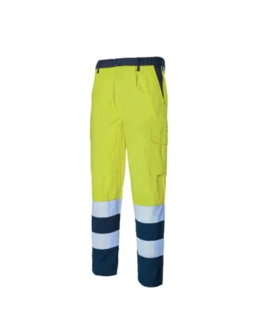 Pantaloni alta visibilit&agrave; giallo/blu fustagno