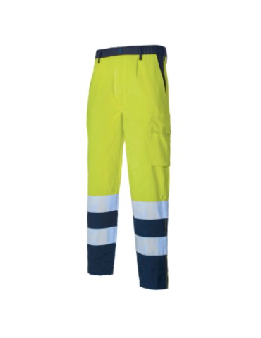 Pantaloni alta visibilita giallo/blu polycotone