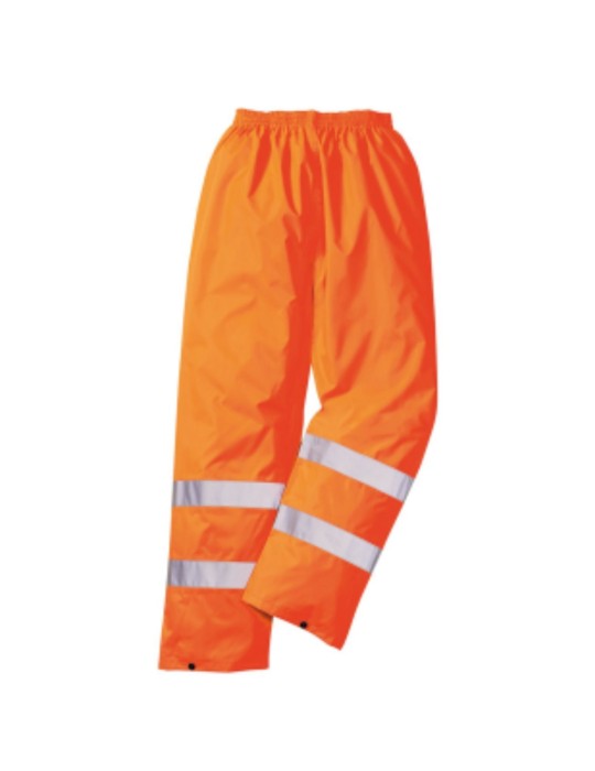 Pantalon étanche en polyester orange avec rayures