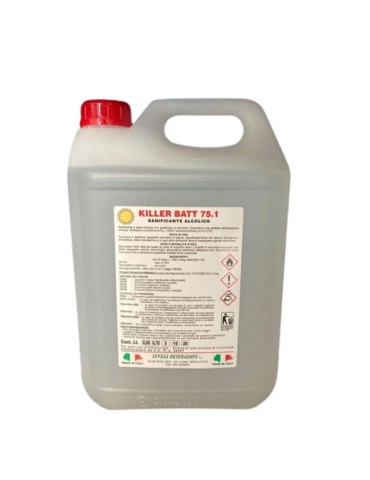 Battericida tanica da 5 lt a base alcolica con quaternari di ammonio