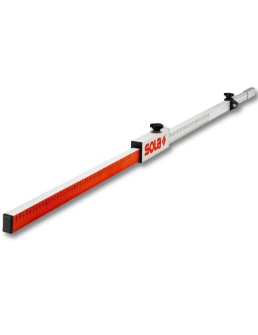 Flexible Aluminiumstange mit silberner und rot anodisierter Oberfläche sowie zylindrisches Fläschchen