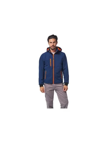Giacchetto blu arancio con cappuccio staccabile