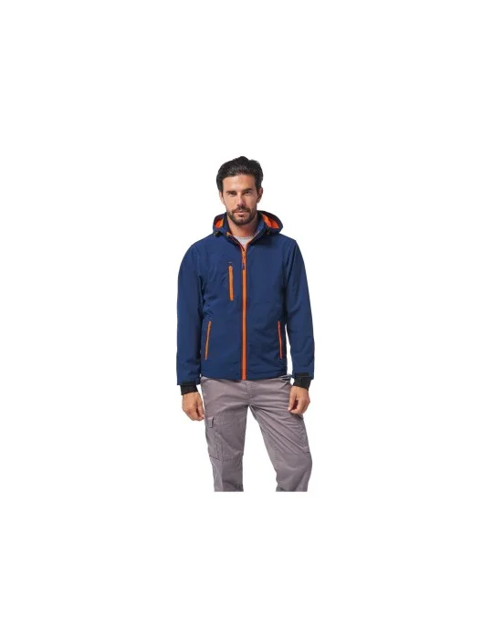 Giacchetto blu arancio con cappuccio staccabile Giacchetto blu arancio con cappuccio staccabile