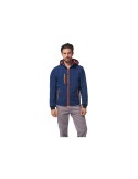 Orange blue jacket with detachable hood
