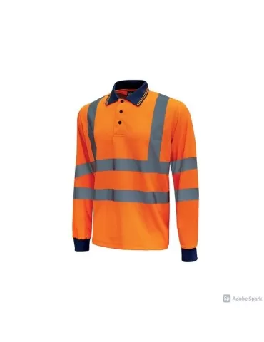 Polo maniche lunghe alta visibilit&agrave; U-Power Shine Orange Fluo HL199OF