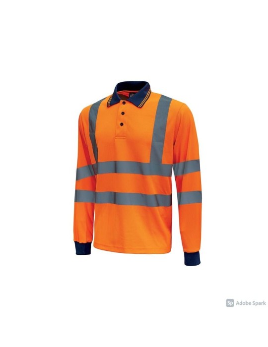 Polo à manches longues haute visibilité u-power Shine Orange Fluo HL199OF