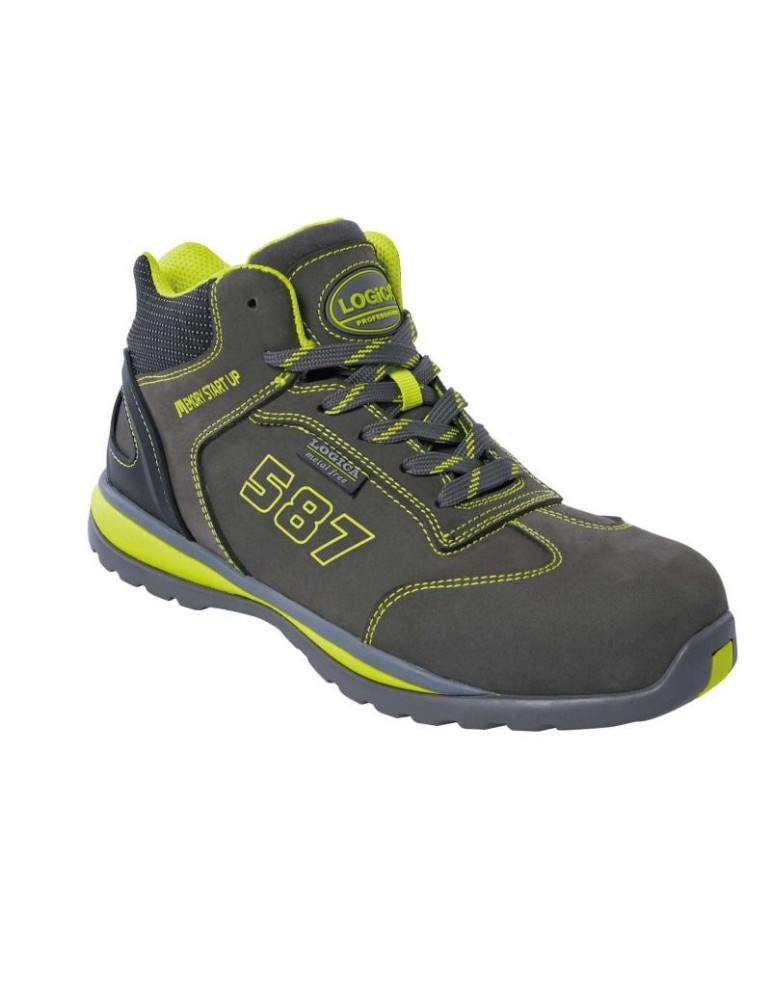 Chaussure Nubuck haute grise/verte S3 SRA