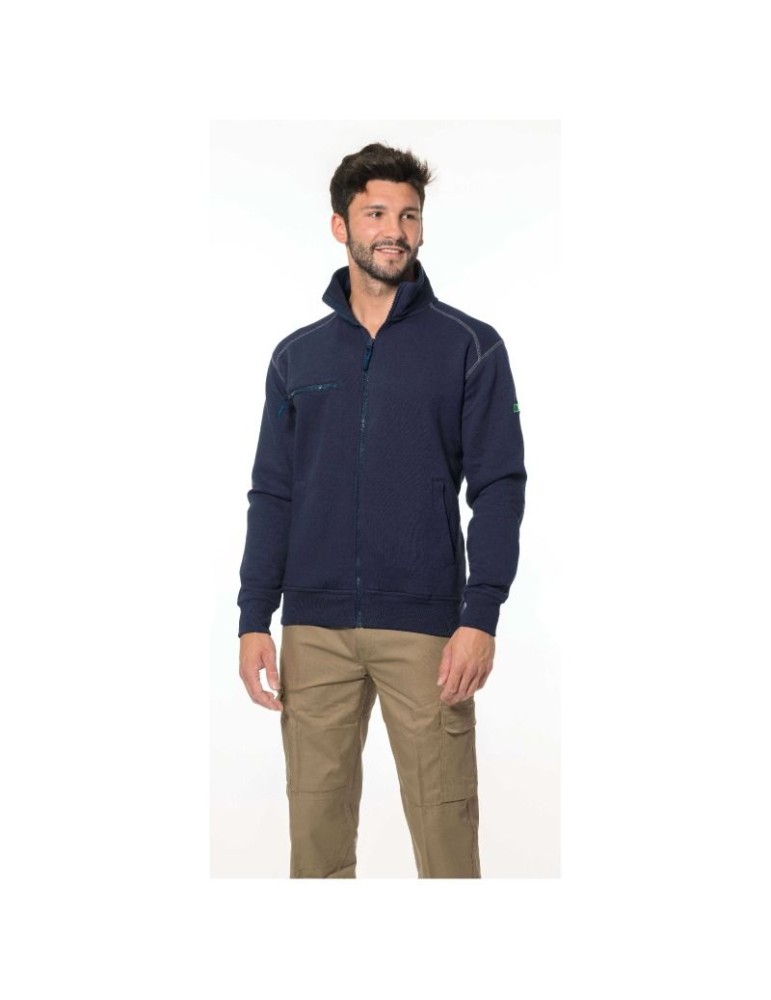 Sudadera azul de cremallera completa con refuerzos